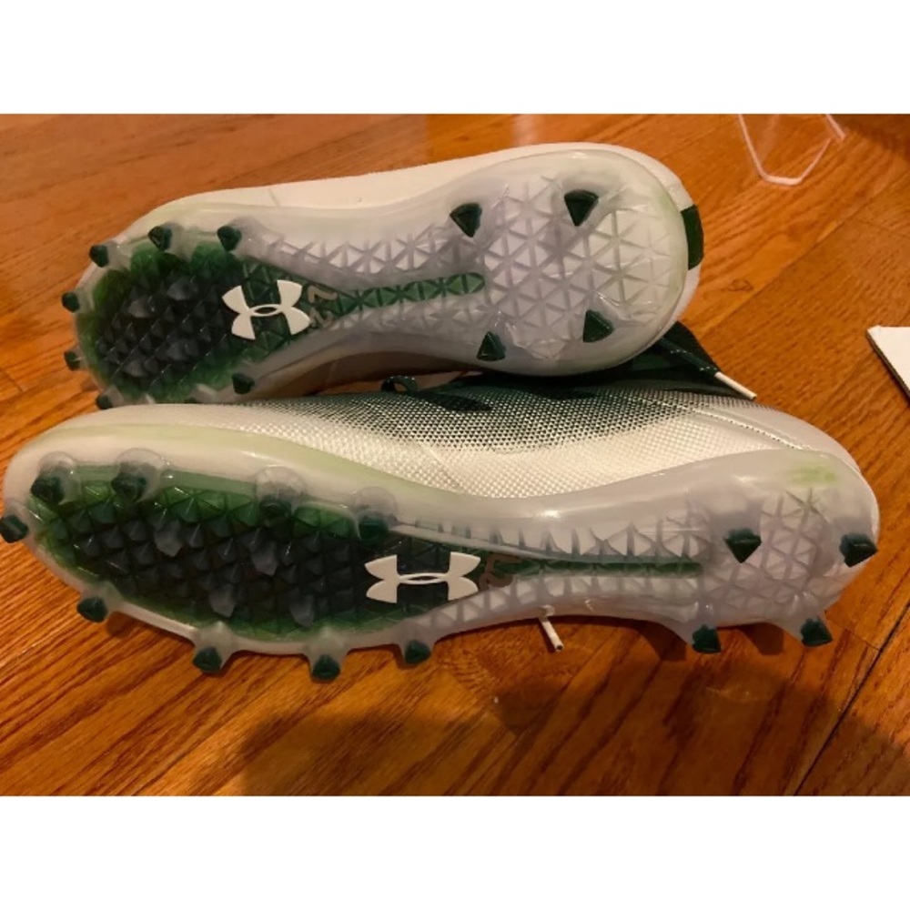 New Under Armour Green White Football Cleats 13 - Picture 3 of 4